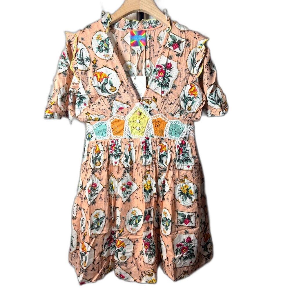 NWT Beatnik Philosophy by NJ Couture Postcard Floral Dress size M